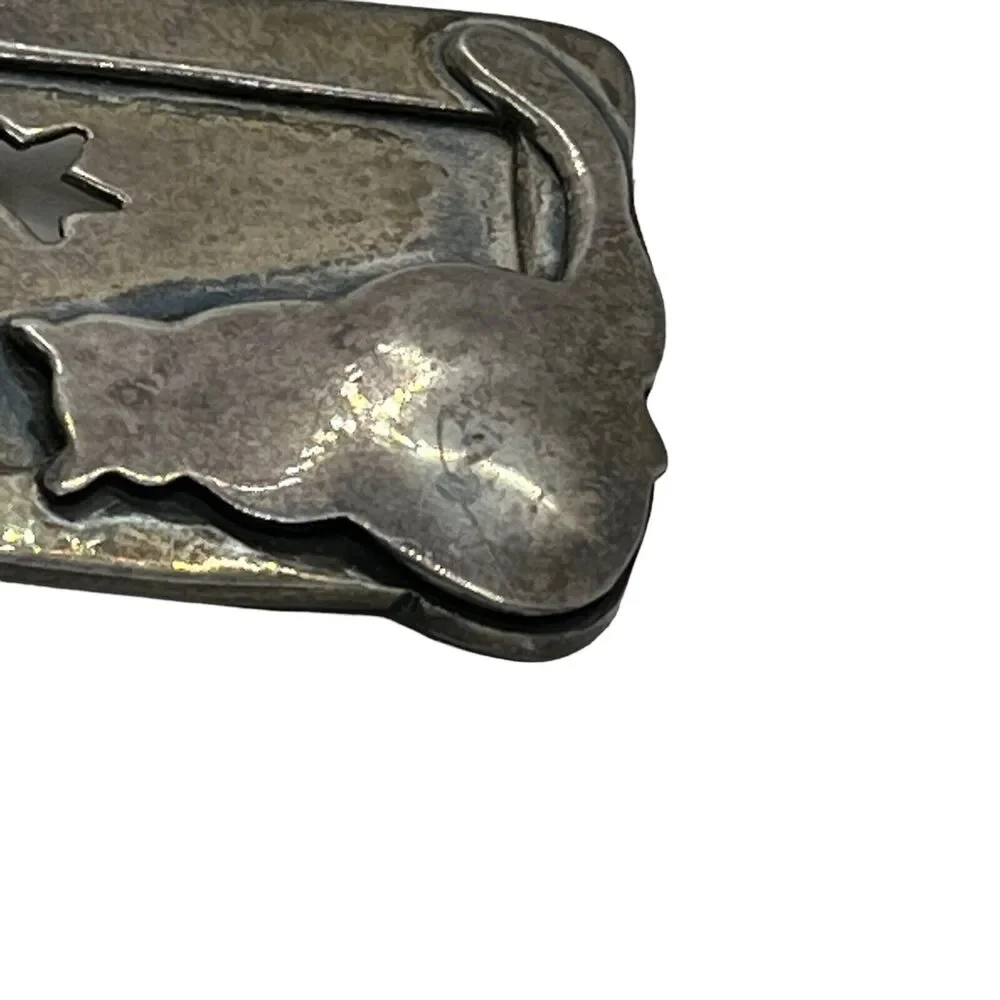 Far Fetched 925 Silver Cat Kitten Window Star Retro Brooch / Pin Women Uncleaned
